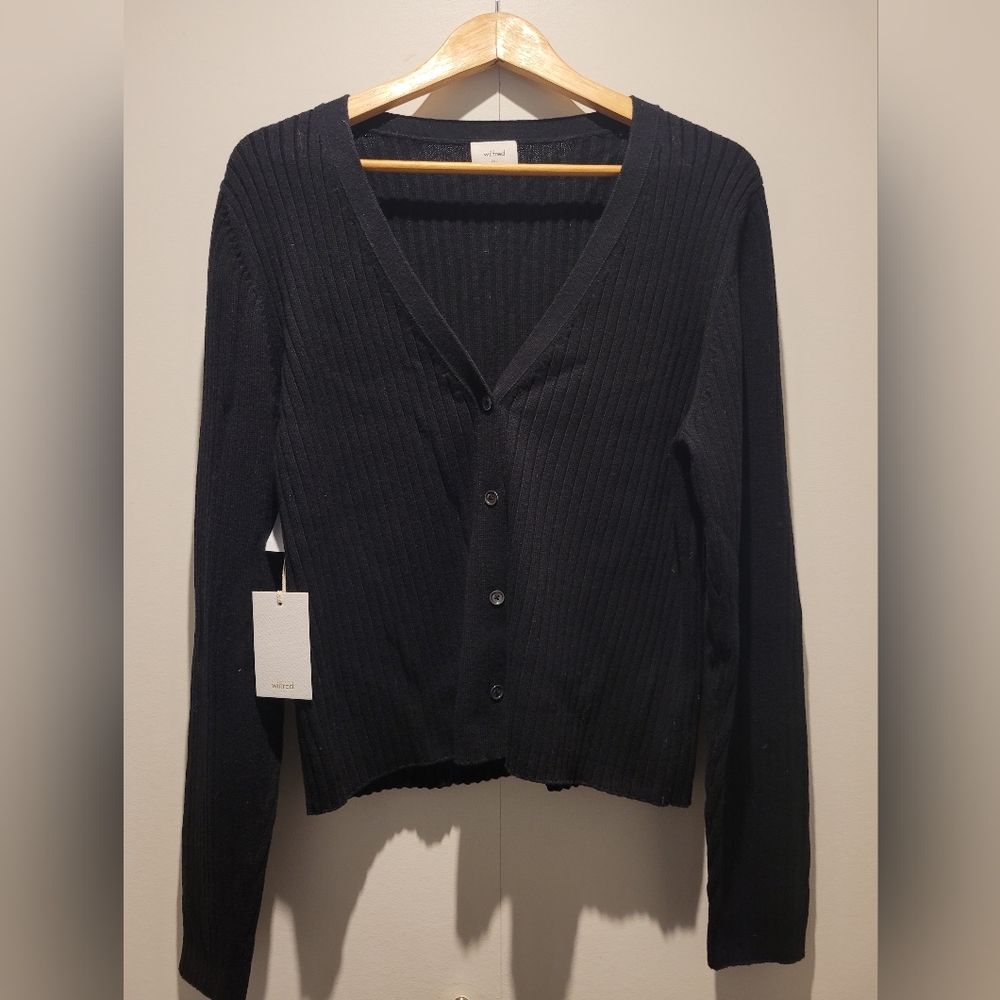 Wilfred Black V-Neck Cardigan Sweater